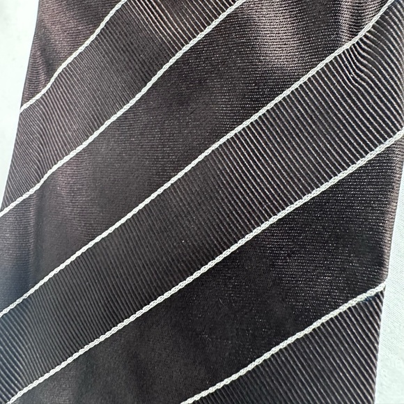 Villa Ponti Designer 100% Seta Silk Brown/White Striped Tie Made in Italy - Picture 4 of 9
